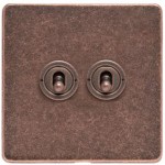 M Marcus Heritage Brass Vintage Range 2 Gang 2 Way Toggle Switch