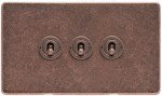 M Marcus Heritage Brass Vintage Range 3 Gang 2 Way Toggle Switch