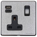 M Marcus Heritage Brass Vintage Range Single USB-A+C Socket with Black Trim