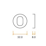 Oval Profile Concealed Fixing Escutcheons – Push on Rose – 52mm Ø – Antimicrobial Satin Stainless Steel