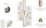 Extremely Heavy Duty Left Hand Grade 14 Lift Off Hinges 102 x 76 x 3mm – Radius corners – Satin Stainless Steel