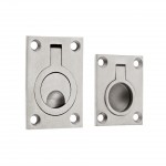 Rectangular Flush Ring Pull Handles for Cupboard and Wardrobe doors – Satin Stainless Steel