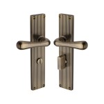 M Marcus Heritage Brass Charlbury Reeded Door Handle on Plate Antique Brass