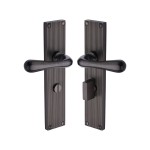 M Marcus Heritage Brass Charlbury Reeded Door Handle on Plate Matt Bronze