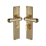 M Marcus Heritage Brass Charlbury Reeded Door Handle on Plate Polished Brass