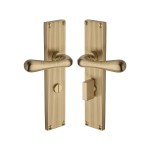 M Marcus Heritage Brass Charlbury Reeded Door Handle on Plate Satin Brass