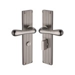 M Marcus Heritage Brass Charlbury Reeded Door Handle on Plate Satin Nickel Plate