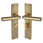 M Marcus Heritage Brass Octave Reeded Door Handle on Plate Polished Brass
