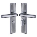 M Marcus Heritage Brass Octave Reeded Door Handle on Plate Polished Chrome Plate