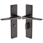 M Marcus Heritage Brass Gio Reeded Door Handle on Plate Matt Bronze