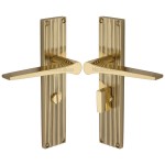 M Marcus Heritage Brass Gio Reeded Door Handle on Plate Polished Brass