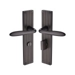 M Marcus Heritage Brass Sutton Reeded Door Handle on Plate Matt Bronze