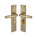 M Marcus Heritage Brass Sutton Reeded Door Handle on Plate Polished Brass