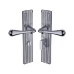 M Marcus Heritage Brass Roma Reeded Door Handle on Plate Polished Chrome Plate