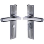 M Marcus Heritage Brass Bauhaus Reeded Door Handle on Plate Polished Chrome Plate