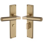 M Marcus Heritage Brass Bauhaus Reeded Door Handle on Plate Satin Brass