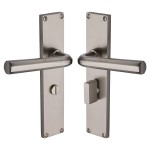 M Marcus Heritage Brass Octave Door Handle on Plate Satin Nickel Plate
