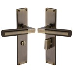 M Marcus Heritage Brass Bauhaus Door Handle on Plate Antique Brass