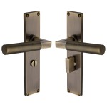 M Marcus Heritage Brass Bauhaus Knurled Door Handle on Plate Antique Brass