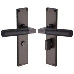 M Marcus Heritage Brass Bauhaus Knurled Door Handle on Plate Matt Bronze