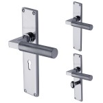 M Marcus Heritage Brass Bauhaus Knurled Door Handle on Plate Polished Chrome Plate