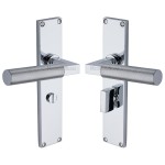 M Marcus Heritage Brass Bauhaus Knurled Door Handle on Plate Polished Chrome Plate