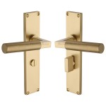 M Marcus Heritage Brass Bauhaus Knurled Door Handle on Plate Satin Brass