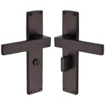 M Marcus Heritage Brass Delta Hammered Door Handle on Plate Matt Bronze