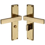 M Marcus Heritage Brass Delta Hammered Door Handle on Plate Polished Brass