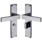 M Marcus Heritage Brass Delta Hammered Door Handle on Plate Polished Chrome Plate