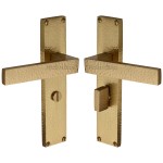 M Marcus Heritage Brass Delta Hammered Door Handle on Plate Satin Brass