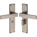 M Marcus Heritage Brass Delta Hammered Door Handle on Plate Satin Nickel Plate