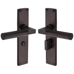 M Marcus Heritage Brass Bauhaus Hammered Door Handle on Plate Matt Bronze