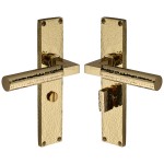 M Marcus Heritage Brass Bauhaus Hammered Door Handle on Plate Polished Brass