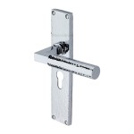 M Marcus Heritage Brass Bauhaus Hammered Door Handle on Plate Polished Chrome Plate