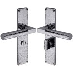 M Marcus Heritage Brass Bauhaus Hammered Door Handle on Plate Polished Chrome Plate