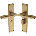 M Marcus Heritage Brass Bauhaus Hammered Door Handle on Plate Satin Brass