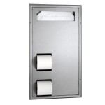 Bobrick B-3471 ClassicSeries® Partition Mounted Seat-Cover Dispenser and Toilet Tissue Dispenser