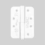 Extremely Heavy Duty Left Hand Grade 14 Lift Off Hinges 102 x 76 x 3mm – Radius corners – Matt White