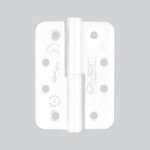 Extremely Heavy Duty Right Hand Grade 14 Lift Off Hinges 102 x 76 x 3mm – Radius corners – Matt White