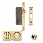 M Marcus Heritage Brass Sliding Lock with Square Privacy Turns (50mm backset)