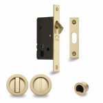 M Marcus Heritage Brass Sliding Lock with Square Privacy Turns (50mm backset)