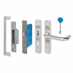 N&C Phlexicare RADAR Lever Handle and Lock Set (Right Hand) complete with 1 key - Satin Anodised Aluminium