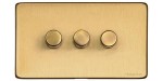 M Marcus Heritage Brass Studio Range 3 Gang Multi Location Primary Dimmer Switch (Compatible with LED bulbs)