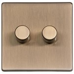 M Marcus Heritage Brass Studio Range 2 Gang Multi Location Secondary Dimmer (Compatible with LED bulbs)