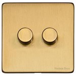 M Marcus Heritage Brass Studio Range 2 Gang Multi Location Secondary Dimmer (Compatible with LED bulbs)