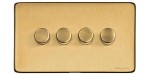 M Marcus Heritage Brass Studio Range 4 Gang Multi Location Primary Dimmer (Compatible with LED bulbs)