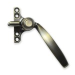 Crittall Type Curved Window Handle on 4-hole Backplate - Right Hand - Antique Brass