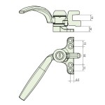 Crittall Type Locking Curved Window Handle on 4-hole Backplate - Left Hand