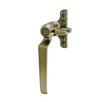 Crittall Type Straight Window Handle on 4-hole Backplate - Left Hand - Antique Brass